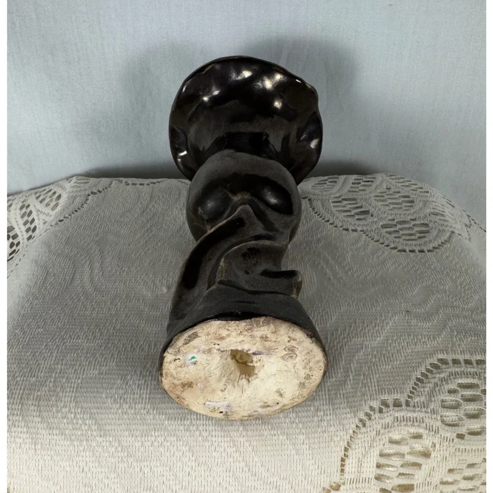 MCM Biomorphic Metallic Brown Twisted Stem Lily Flower Style Vase Art Nouveau